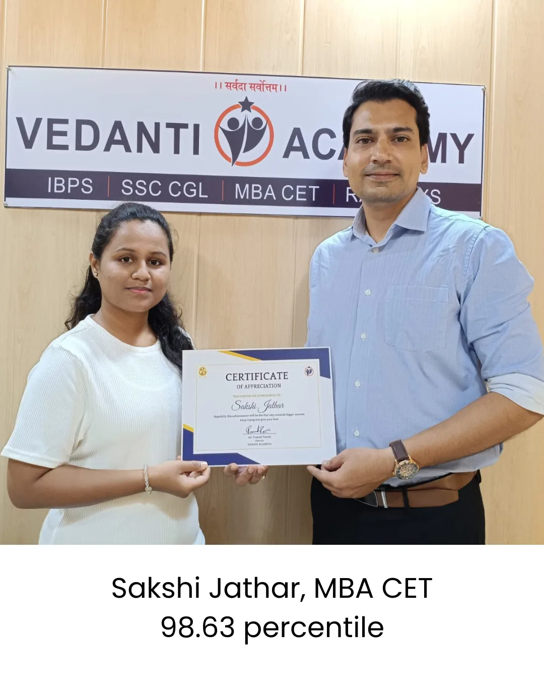 Sakshi Jathar - MBA CET 98.63 Percentile
