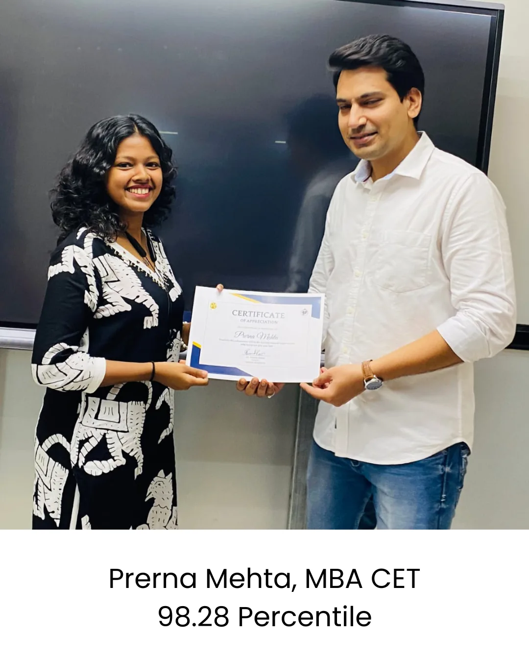 Prerna Mehta - MBA CET 98.28 Percentile