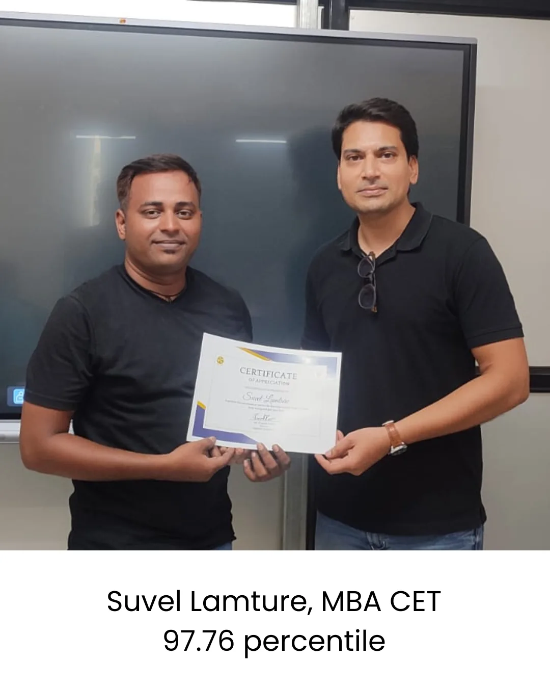 Suvel Lamture - MBA CET 97.76 Percentile