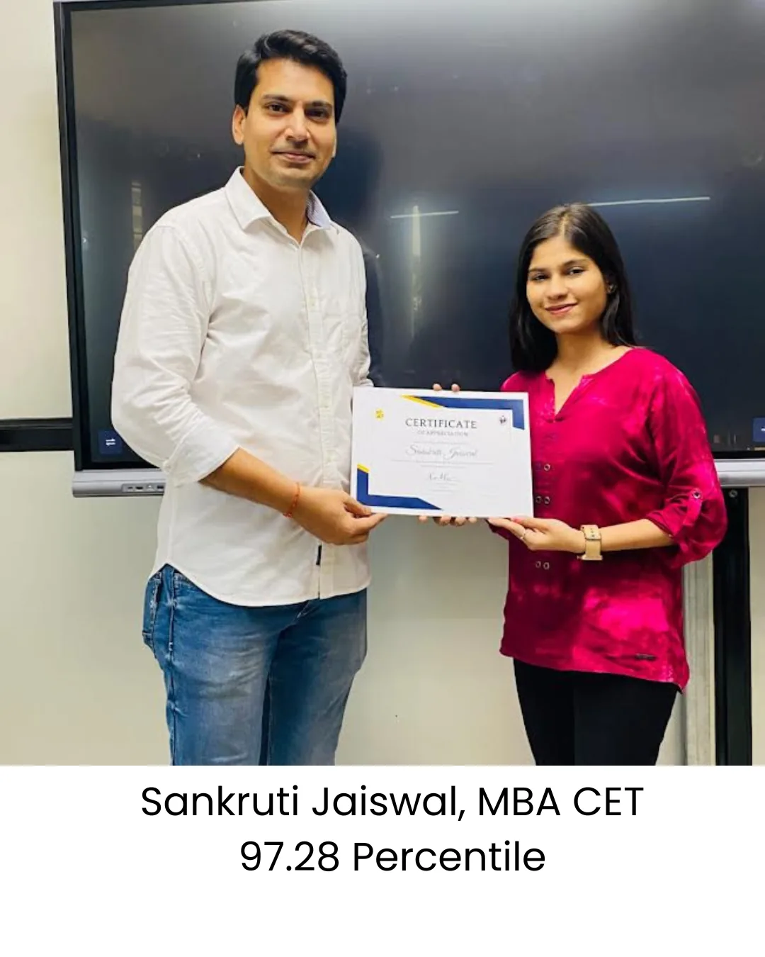 Sankruti Jaiswal - MBA CET 97.28 Percentile