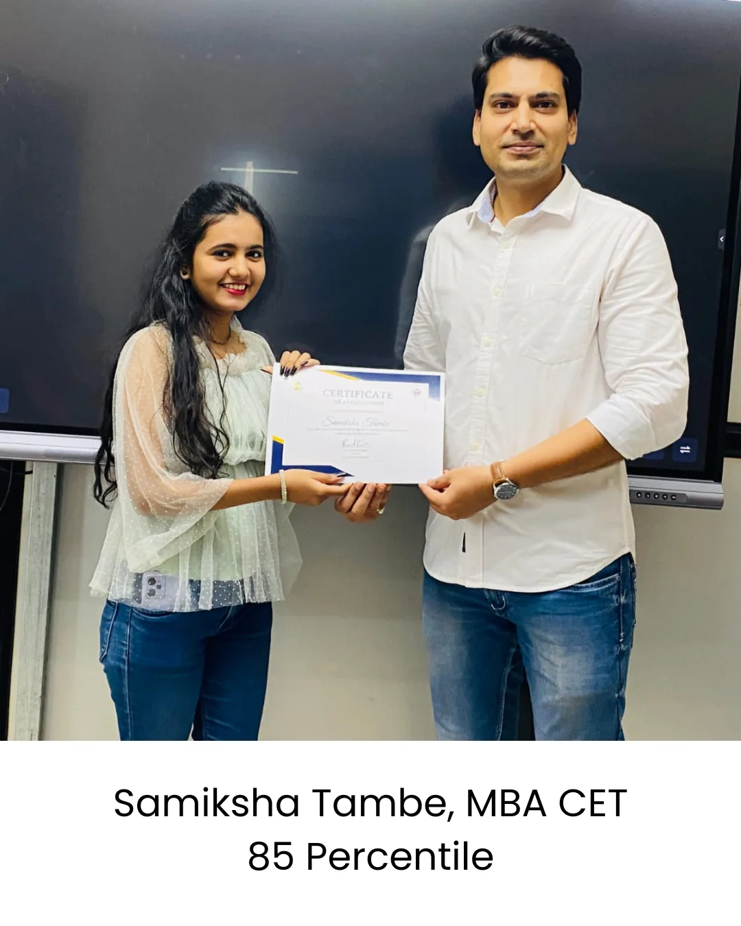 Samiksha Tambe - MBA CET 85 Percentile